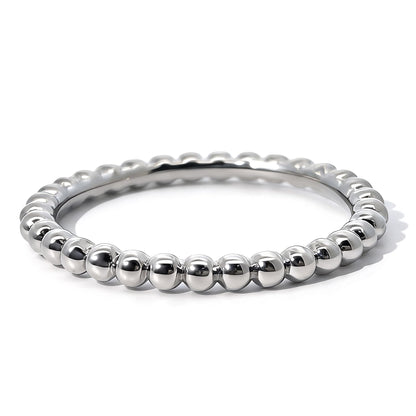 Warm Fortune Full Beaded Band Ring - 18K Gold Plated Stackable Gift for Women, Daily Fashion Wear & Casual Accessory, Trendy Street Wear, Adjustable