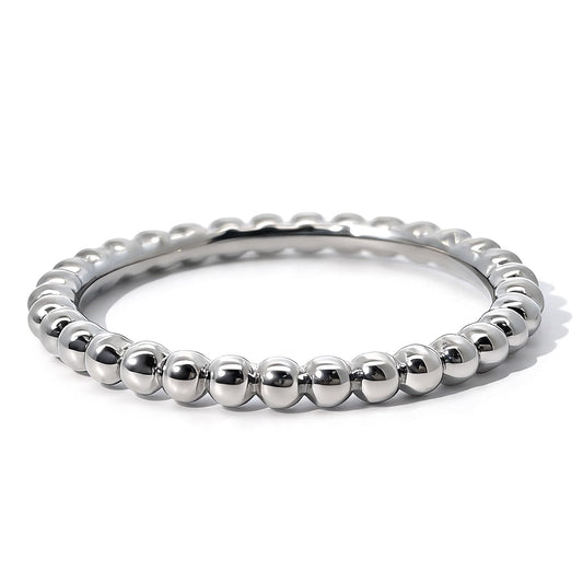 Warm Fortune Full Beaded Band Ring - 18K Gold Plated Stackable Gift for Women, Daily Fashion Wear & Casual Accessory, Trendy Street Wear, Adjustable