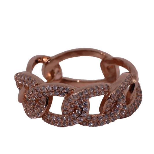 Warm Fortune Gold Plated Cubic Zirconia Band Ring, Hip Hop Street Style For Man or Women Fashion Jewelry