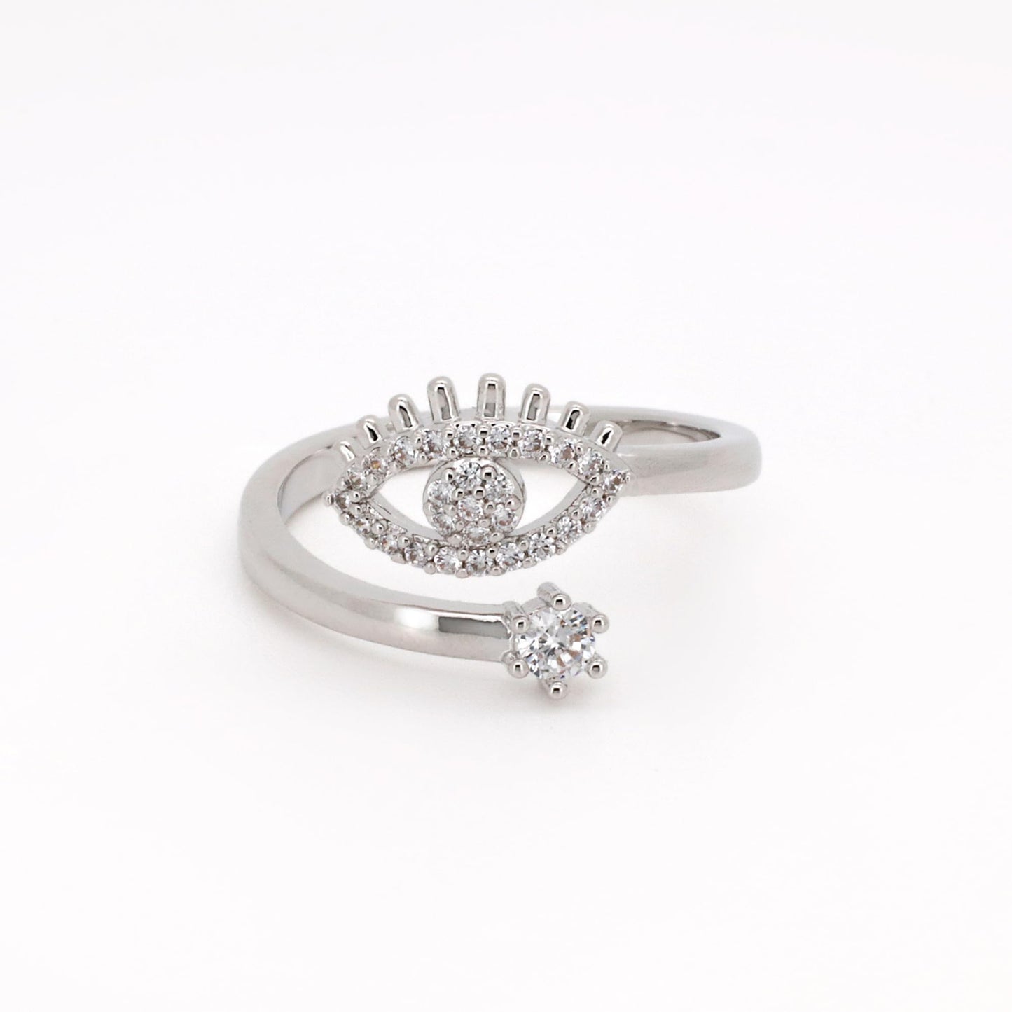 Warm Fortune Evil Eye Shaped Promise Ring for Her - 18K Gold Plated Cubic Zirconia, Stackable Gift Valentine's Day, Fashion & Daily Elegant Wear, Size 7