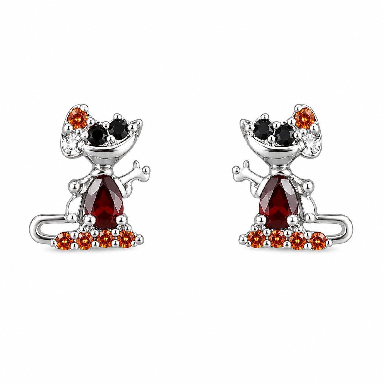 Warm Fortune 18K Gold Plated Cartoon Character Multi-Cut Cubic Zirconia Stud Earrings for Adult Women Hypoallergenic Fashion Gift Jewelry