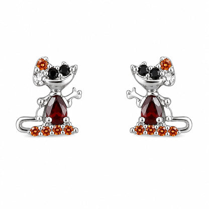 Warm Fortune 18K Gold Plated Cartoon Character Multi-Cut Cubic Zirconia Stud Earrings for Adult Women Hypoallergenic Fashion Gift Jewelry