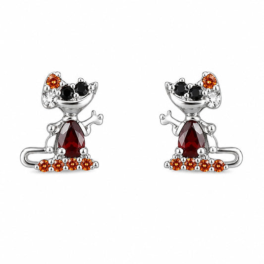 Warm Fortune 18K Gold Plated Cartoon Character Multi-Cut Cubic Zirconia Stud Earrings for Adult Women Hypoallergenic Fashion Gift Jewelry