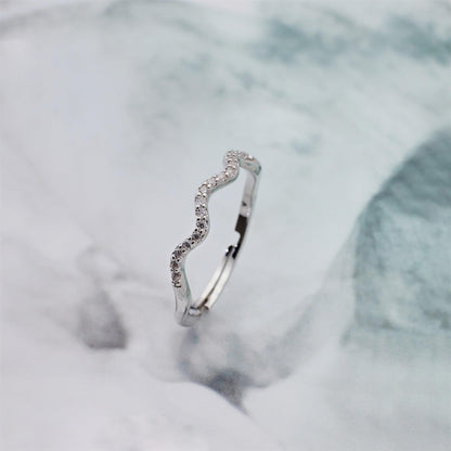 Warm Fortune Wavy Round Eternity Ring for Her - 18K Gold Plated Cubic Zirconia, Anniversary & Valentine's Day Gift, Timeless Promise & Wedding Jewelry,Adjustable