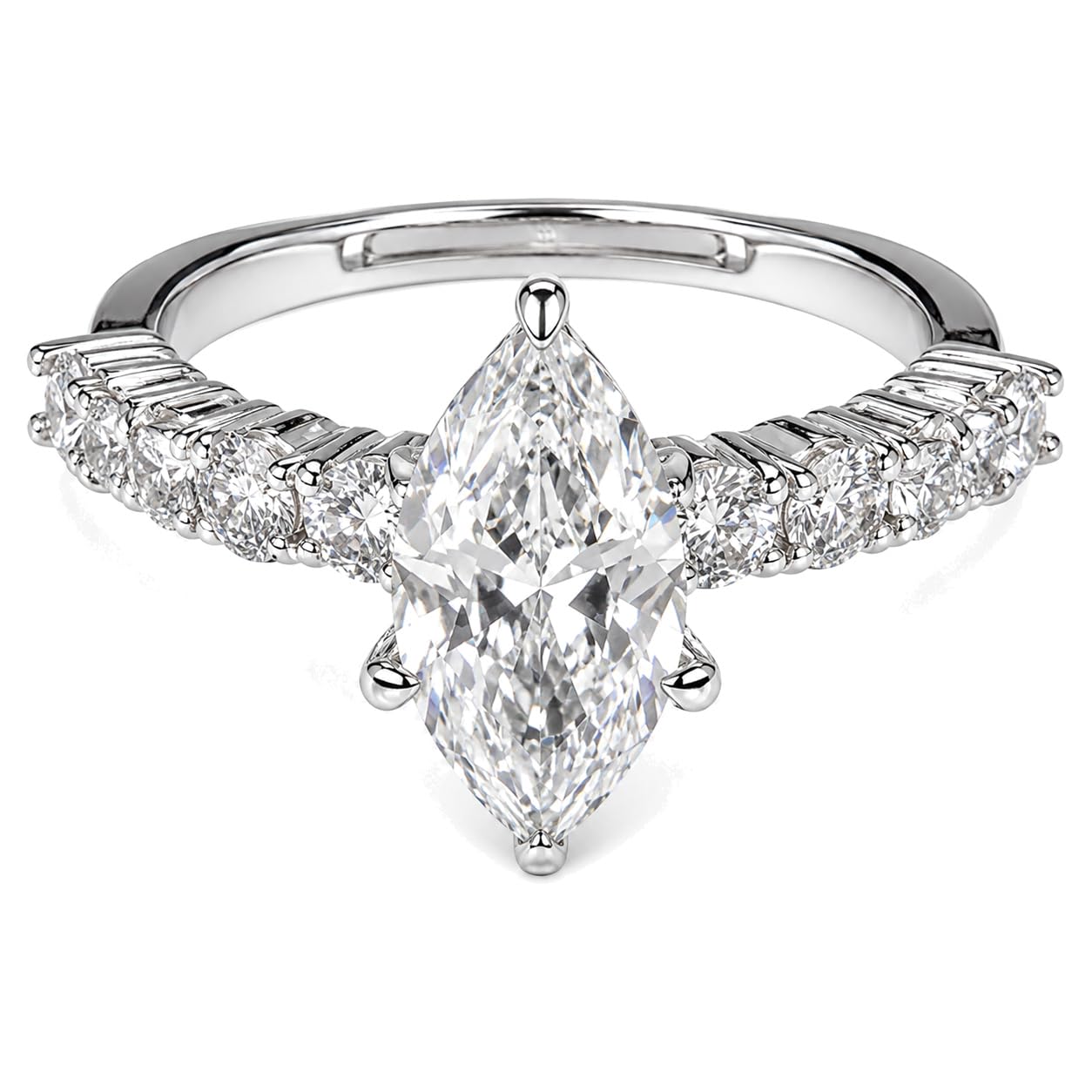 Warm Fortune Marquise Cut Pave Engagement Ring for Women - 18K Gold Plated Cubic Zirconia, Wedding Proposal Gift, Romantic Promise,Adjustable