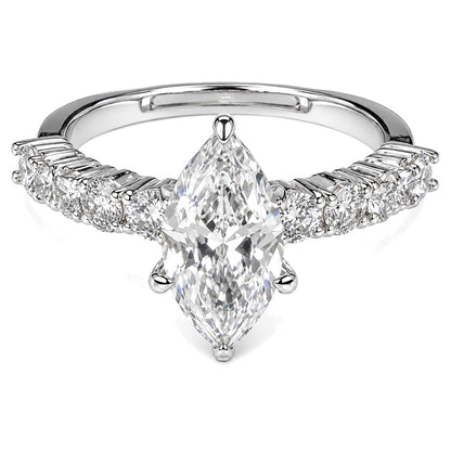 Warm Fortune Marquise Cut Pave Engagement Ring for Women - 18K Gold Plated Cubic Zirconia, Wedding Proposal Gift, Romantic Promise,Adjustable