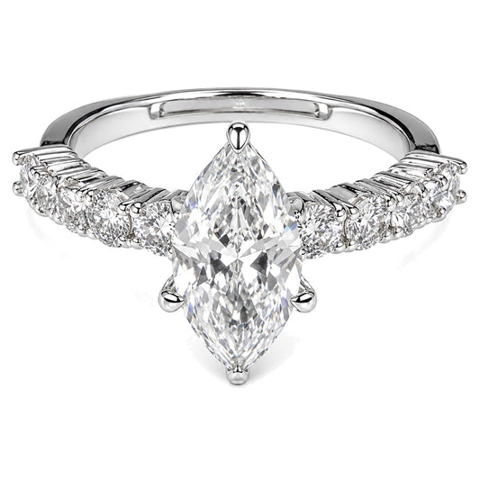 Warm Fortune Marquise Cut Pave Engagement Ring for Women - 18K Gold Plated Cubic Zirconia, Wedding Proposal Gift, Romantic Promise,Adjustable