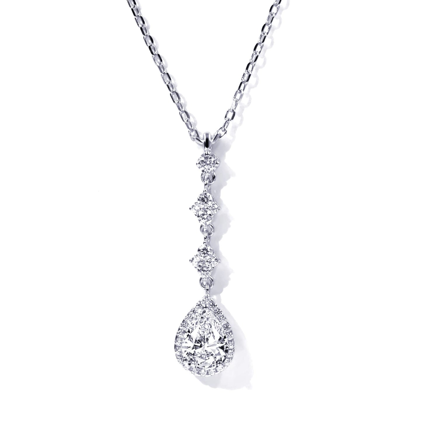 Warm Fortune Moissanite Pendant Necklace for Women, 0.5/1.0 ct DE VVS, 18K White Gold Plated Sterling Silver, 16 inch + 2inch Chain