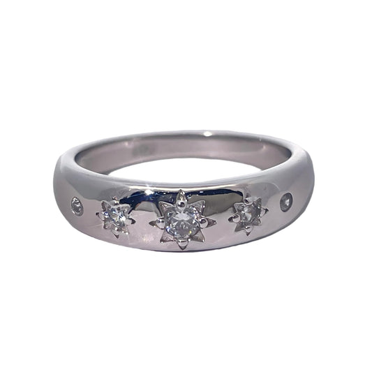 Warm Fortune Cubic Zirconia Band Style Ring for Women, 925 Sterling Silver with 18K Gold Plated Anniversary Ring, Gift for Her Promise Ring