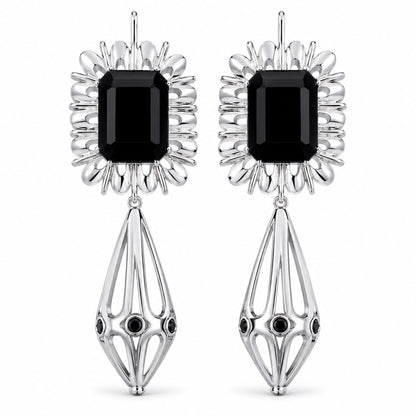 Warm Fortune 18K Gold Plated Emerald Cut Cubic Zirconia Hollow Teardrop Dangle Earrings for Women Hypoallergenic - Valentine's Day, Mother's Day, Birthday Gift for Her