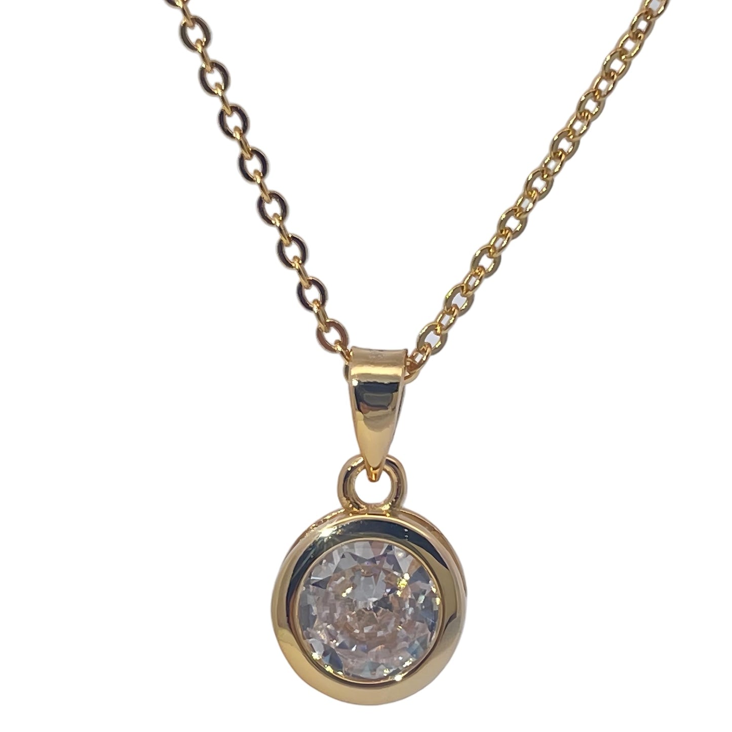 Warm Fortune Cubic Zirconia Pendant Necklace for Women,18K Gold Plated Sterling Silver, 16 inch + 2inch Chain