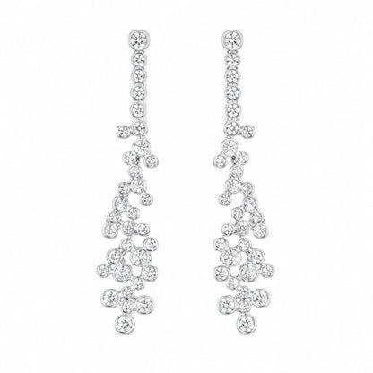 Warm Fortune 18K White Gold Plated CZ Cascade Dangle Earrings for Women