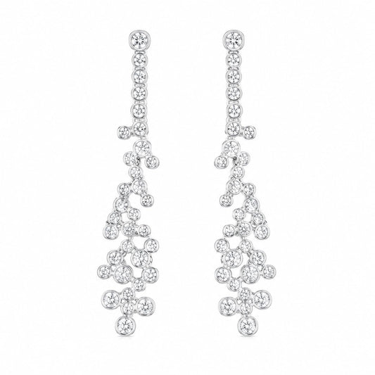 Warm Fortune 18K White Gold Plated CZ Cascade Dangle Earrings for Women