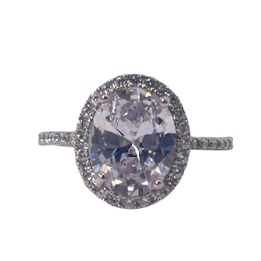 Warm Fortune Cubic Zirconia Engagement Ring for Women, 925 Sterling Silver with 18K White Gold Plated Anniversary Ring, Gift for Her Promise Ring