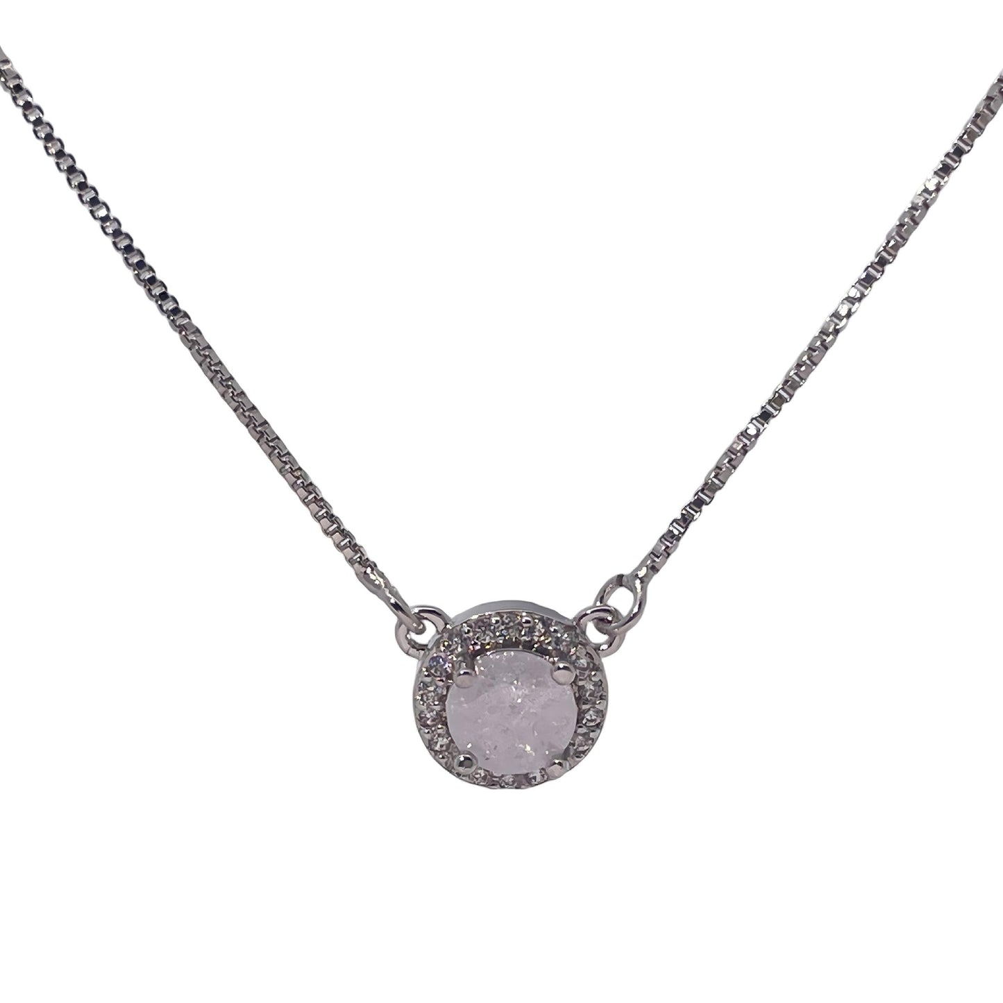 Warm Fortune Cubic Zirconia Pendant Necklace for Women,18K White Gold Plated,16 inch + 2inch Chain