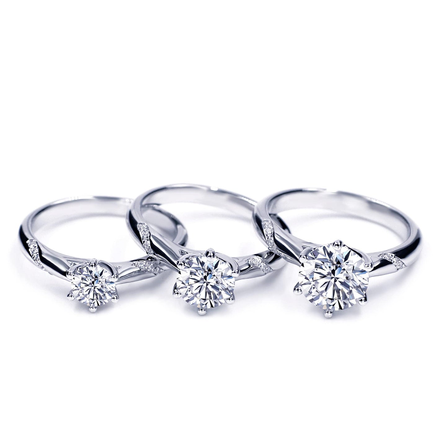 Warm Fortune Moissanite Engagement Ring for Women, 0.5/1.0/2.0ct DE VVS Lab Created,925 Sterling Silver with 18K White Gold Plated Anniversary Ring, Gift for Her Promise Ring, Size 6.5