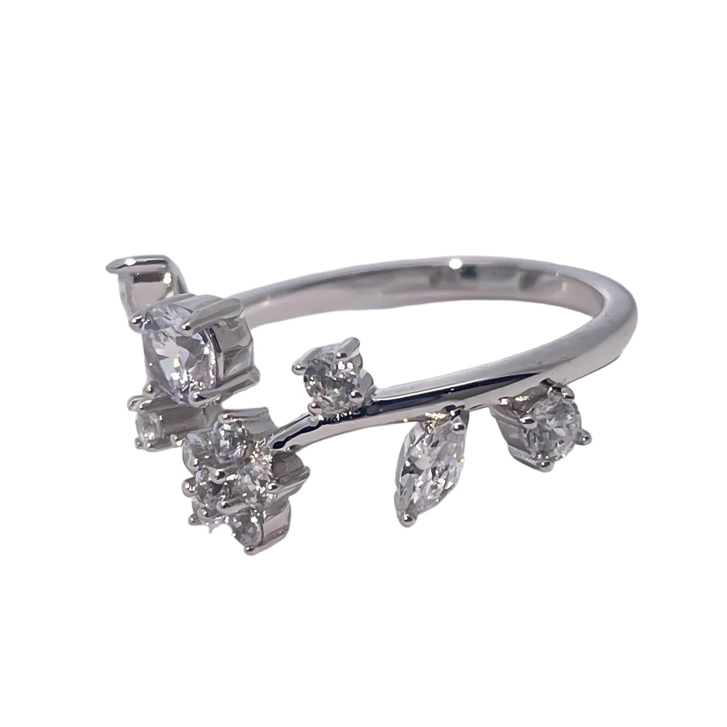 Warm Fortune Cubic Zirconia Engagement Ring for Women, 925 Sterling Silver with 18K White Gold Plated Anniversary Ring, Gift for Her Promise Ring,Adjustable
