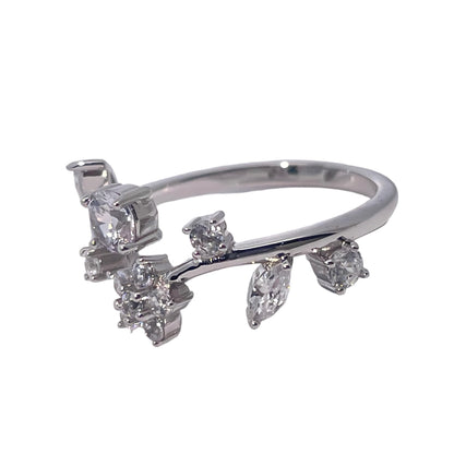 Warm Fortune Cubic Zirconia Engagement Ring for Women, 925 Sterling Silver with 18K White Gold Plated Anniversary Ring, Gift for Her Promise Ring,Adjustable