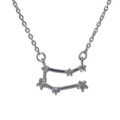 Warm Fortune Zodiac Pendant Necklace for Women,Cubic Zirconia,18K Gold Plated Sterling Silver, 18 inch + 2inch Chain