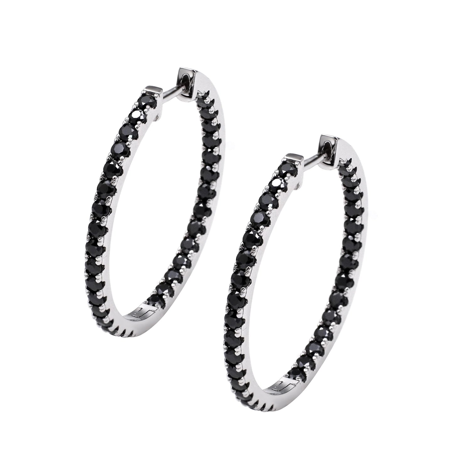 Warm Fortune Moissanite Hoop Earrings for Women, DE VVS Lab Created, Round Loop Design, 925 Sterling Silver with 18K White Gold Plated Hypoallergenic