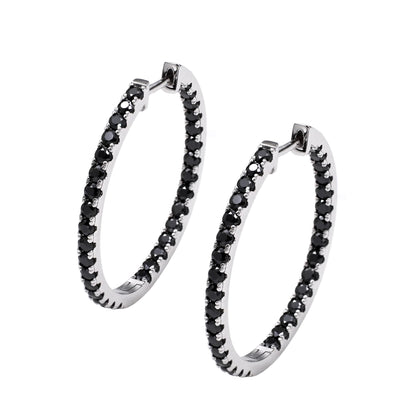 Warm Fortune Moissanite Hoop Earrings for Women, DE VVS Lab Created, Round Loop Design, 925 Sterling Silver with 18K White Gold Plated Hypoallergenic