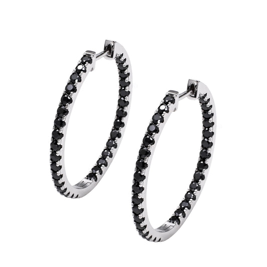 Warm Fortune Moissanite Hoop Earrings for Women, DE VVS Lab Created, Round Loop Design, 925 Sterling Silver with 18K White Gold Plated Hypoallergenic