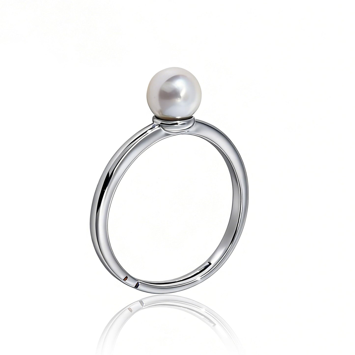 Warm Fortune Single Pearl Promise Ring for Her - 18K Gold Plated, Stackable Gift Valentine's Day, Fashion & Daily Elegant Wear, Adjustable