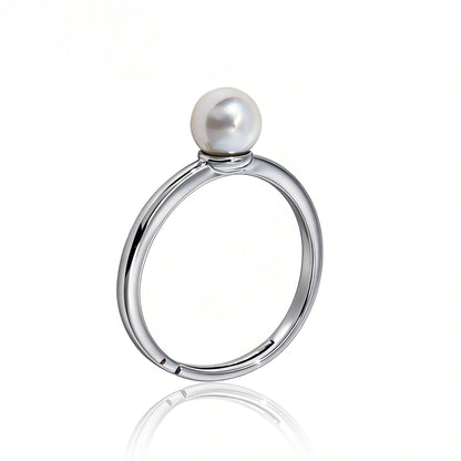 Warm Fortune Single Pearl Promise Ring for Her - 18K Gold Plated, Stackable Gift Valentine's Day, Fashion & Daily Elegant Wear, Adjustable