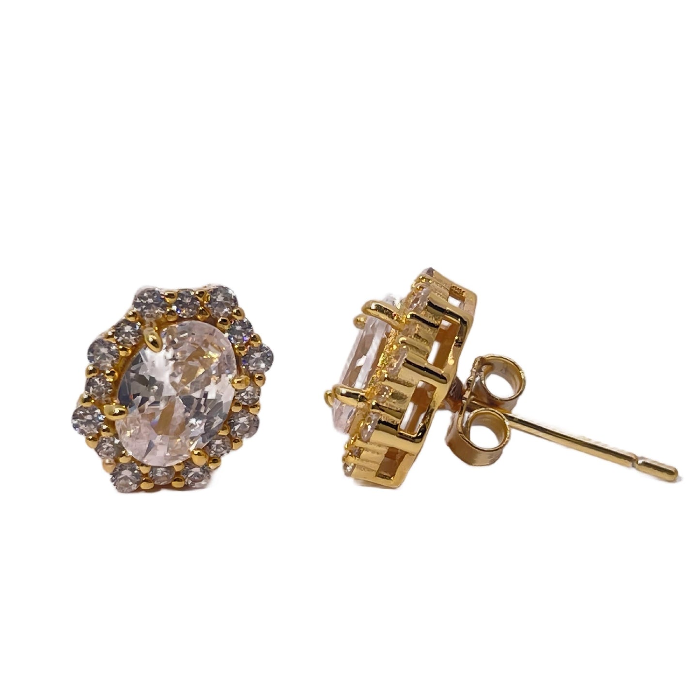 Warm Fortune Cubic Zirconia Stud Earrings for Women, 925 Sterling Silver with 18K White Gold Plated Hypoallergenic