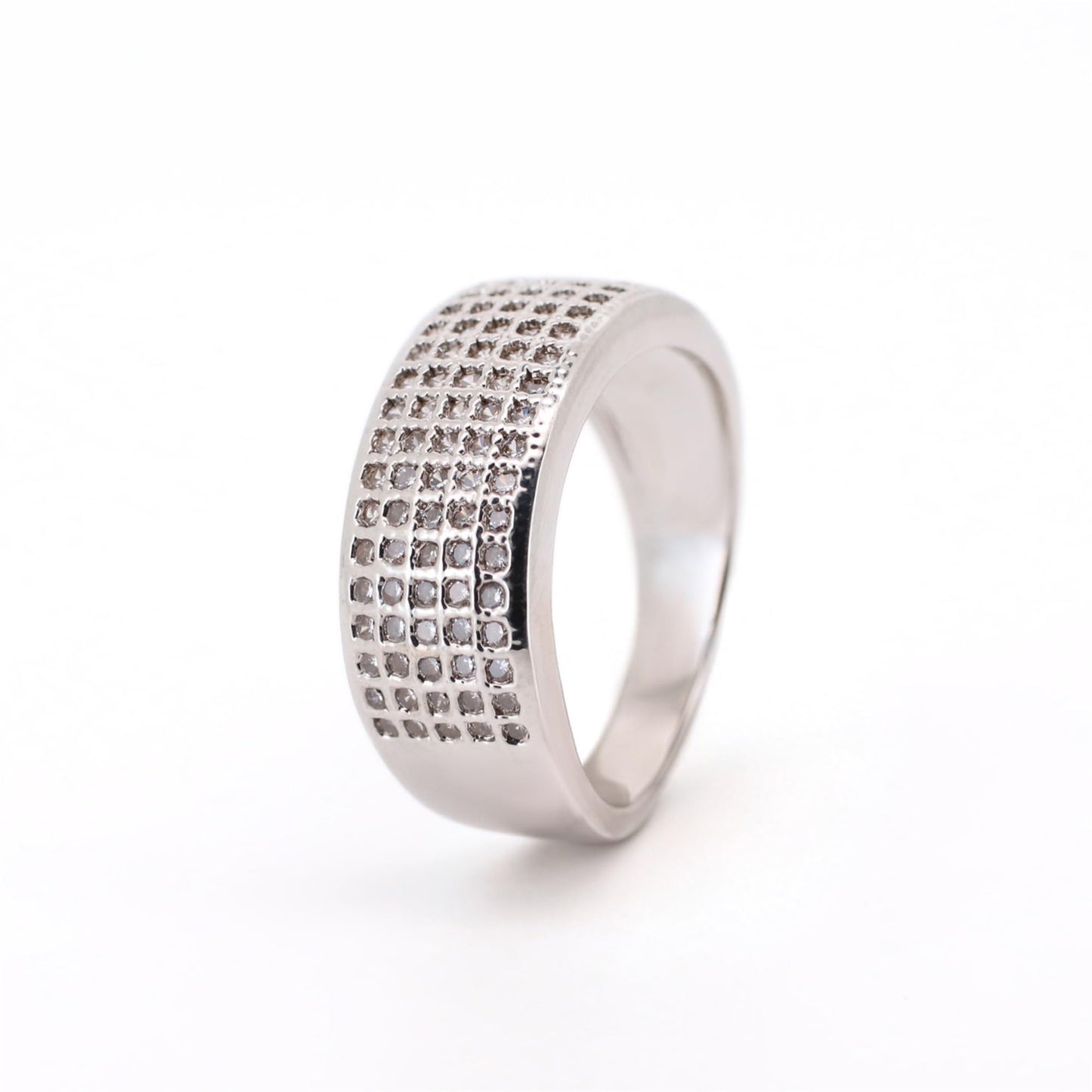 Warm Fortune Wide Band Stackable Ring for Women,18K Gold Plated Full Paved Cubic Zirconia Promise Daily Fashion Jewelry Gift, Size 7-9