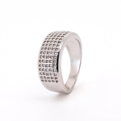 Warm Fortune Wide Band Stackable Ring for Women,18K Gold Plated Full Paved Cubic Zirconia Promise Daily Fashion Jewelry Gift, Size 7-9