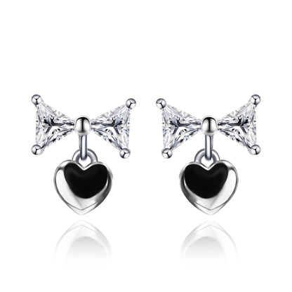 Warm Fortune Moissanit Bow Stud Earrings for Women, DE VVS Lab Created, Brilliant Round Cut, 925 Sterling Silver with 18K White Gold Plated Hypoallergenic