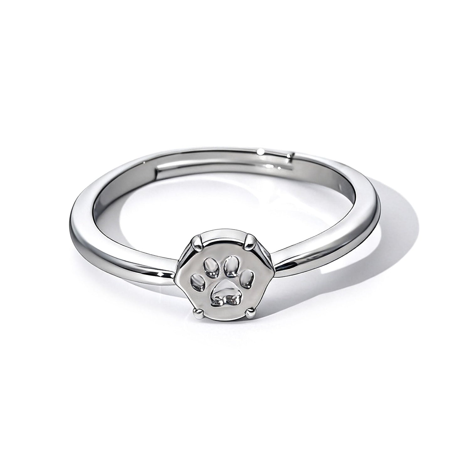 Warm Fortune Cute Paw Print Statement Ring for Women, 18K Gold Plated Adjustable Band, Pet Lover Fashion Jewelry