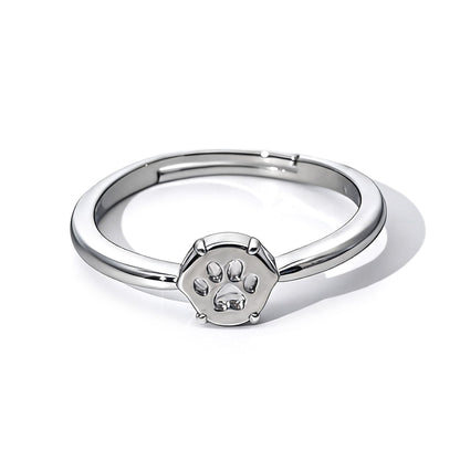 Warm Fortune Cute Paw Print Statement Ring for Women, 18K Gold Plated Adjustable Band, Pet Lover Fashion Jewelry