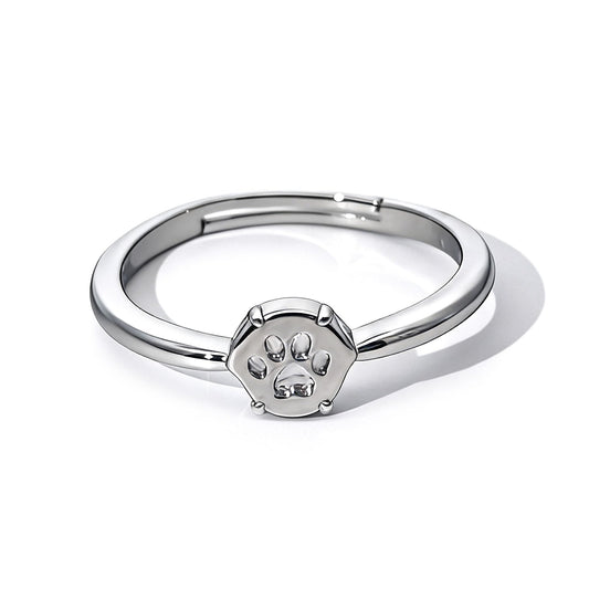Warm Fortune Cute Paw Print Statement Ring for Women, 18K Gold Plated Adjustable Band, Pet Lover Fashion Jewelry