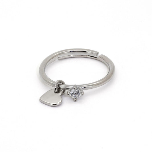 Warm Fortune 18K Gold Plated Adjustable Ring with Lock & Heart Charm, Dainty Stackable Promise Ring for Women