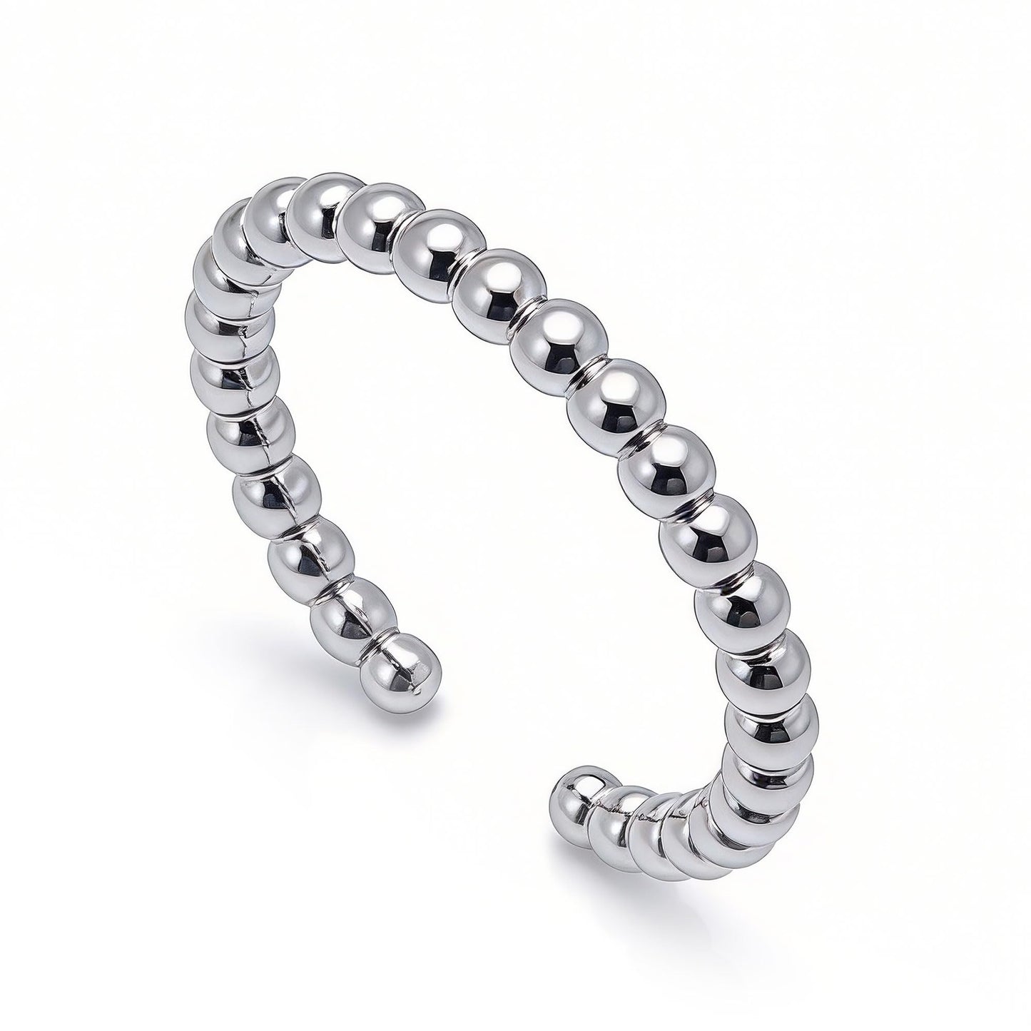 Warm Fortune Beaded Open Band Ring - 18K Gold Plated Stackable Gift for Women, Daily Fashion Wear & Casual Accessory, Trendy Street Wear, Adjustable