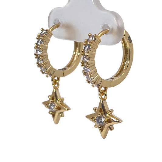 Warm Fortune Cubic Zirconia Drop Earrings for Women,925 Sterling Silver with 18K Gold Plated Hypoallergenic