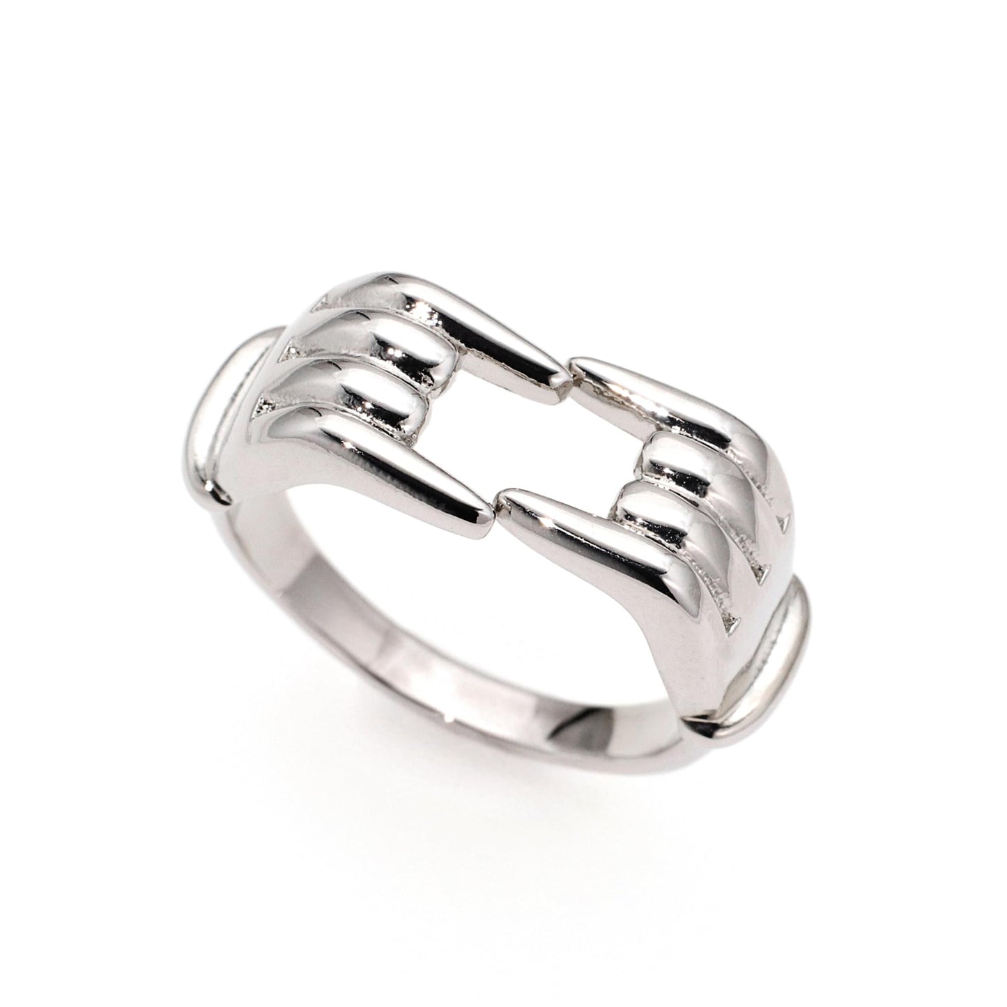 Warm Fortune Hugging Hands Shaped Promise Ring for Her - 18K Gold Plated Cubic Zirconia, Stackable Gift Valentine's Day, Fashion & Daily Elegant Wear, Adjustable