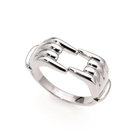 Warm Fortune Hugging Hands Shaped Promise Ring for Her - 18K Gold Plated Cubic Zirconia, Stackable Gift Valentine's Day, Fashion & Daily Elegant Wear, Adjustable