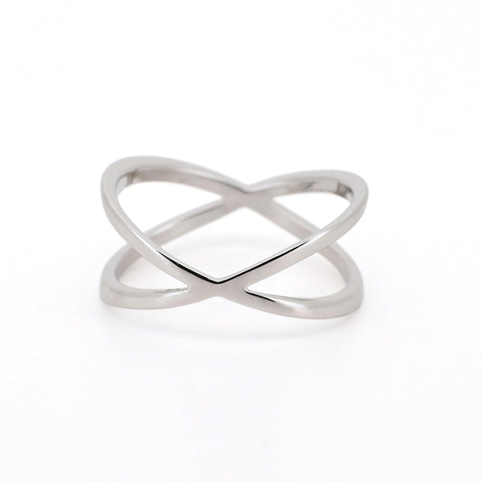 Warm Fortune Crisscross Band Ring - 18K Gold Plated Stackable Gift for Women, Daily Fashion Wear & Casual Accessory, Trendy Street Wear, Size 7