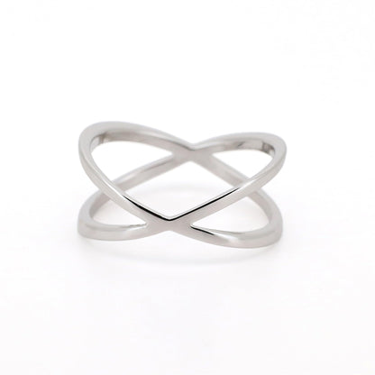 Warm Fortune Crisscross Band Ring - 18K Gold Plated Stackable Gift for Women, Daily Fashion Wear & Casual Accessory, Trendy Street Wear, Size 7.5