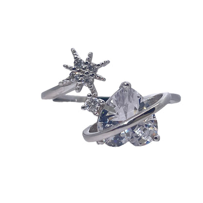 Warm Fortune Cubic Zirconia Engagement Ring for Women, 925 Sterling Silver with 18K White Gold Plated Anniversary Ring, Gift for Her Promise Ring,Adjustable