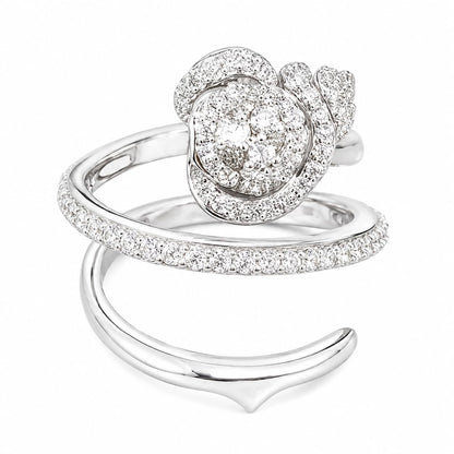 Warm Fortune 18K Gold Plated Heart Cubic Zirconia Stackable Promise Ring Set for Women, Dazzling Double Open Adjustable Band Jewelry Gift for Anniversary Birthday