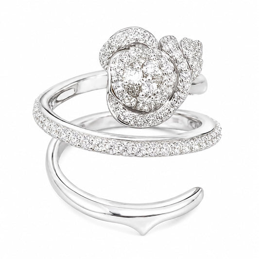 Warm Fortune 18K Gold Plated Heart Cubic Zirconia Stackable Promise Ring Set for Women, Dazzling Double Open Adjustable Band Jewelry Gift for Anniversary Birthday