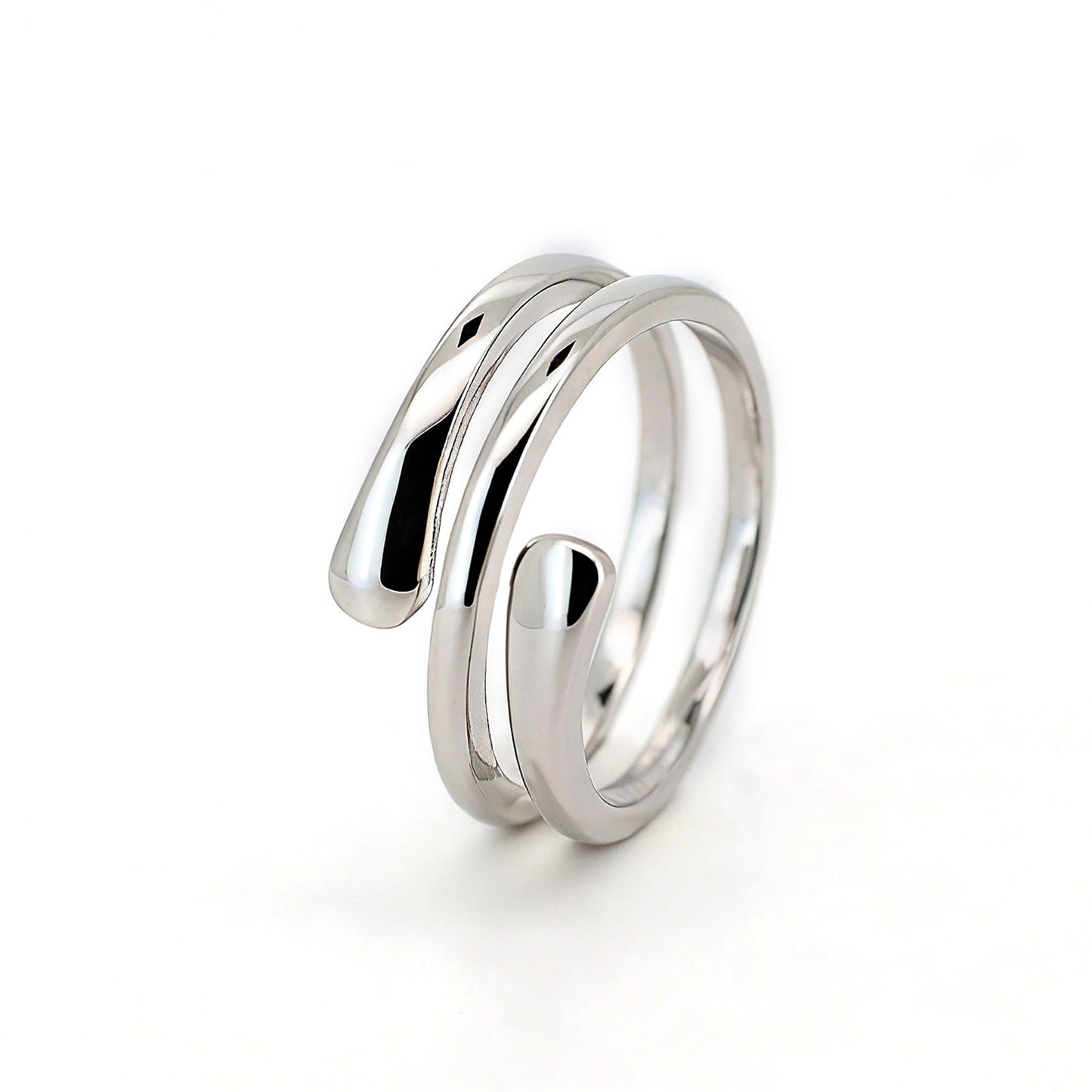 Warm Fortune Double Twist Open Band Ring for Women - 18K Silver Plated Minimalist Stackable Ring, Daily Casual Jewelry Gift, Size 5-8