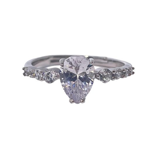 Warm Fortune Cubic Zirconia Engagement Ring for Women, 925 Sterling Silver with 18K White Gold Plated Anniversary Ring, Gift for Her Promise Ring,Adjustable