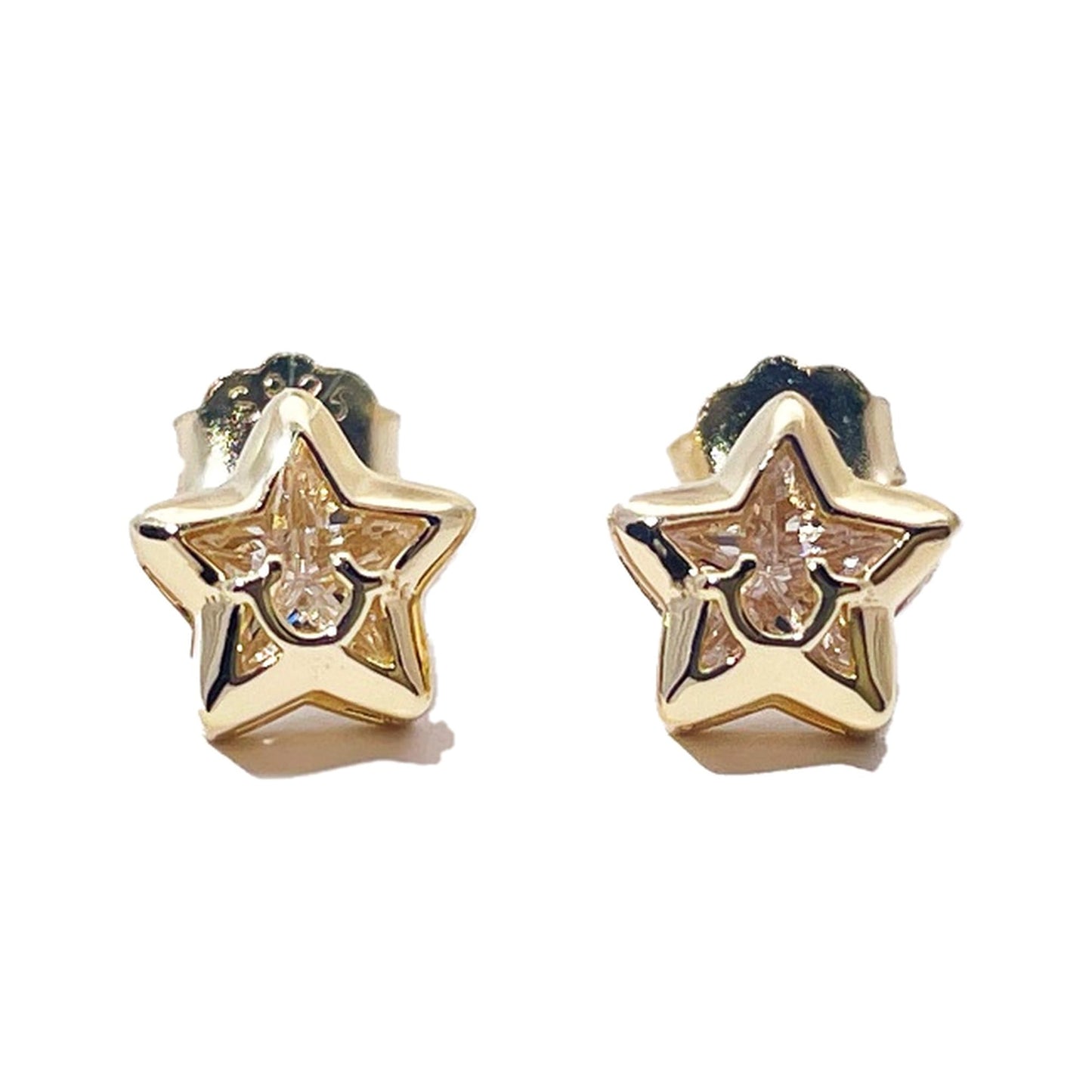 Warm Fortune 18K Gold Plated Star Cubic Zirconia Stud Earrings for Women Hypoallergenic - Valentine's Day, Mother's Day, Birthday Gift for Her