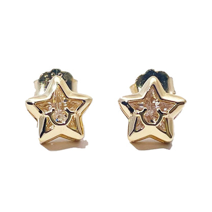 Warm Fortune 18K Gold Plated Star Cubic Zirconia Stud Earrings for Women Hypoallergenic - Valentine's Day, Mother's Day, Birthday Gift for Her