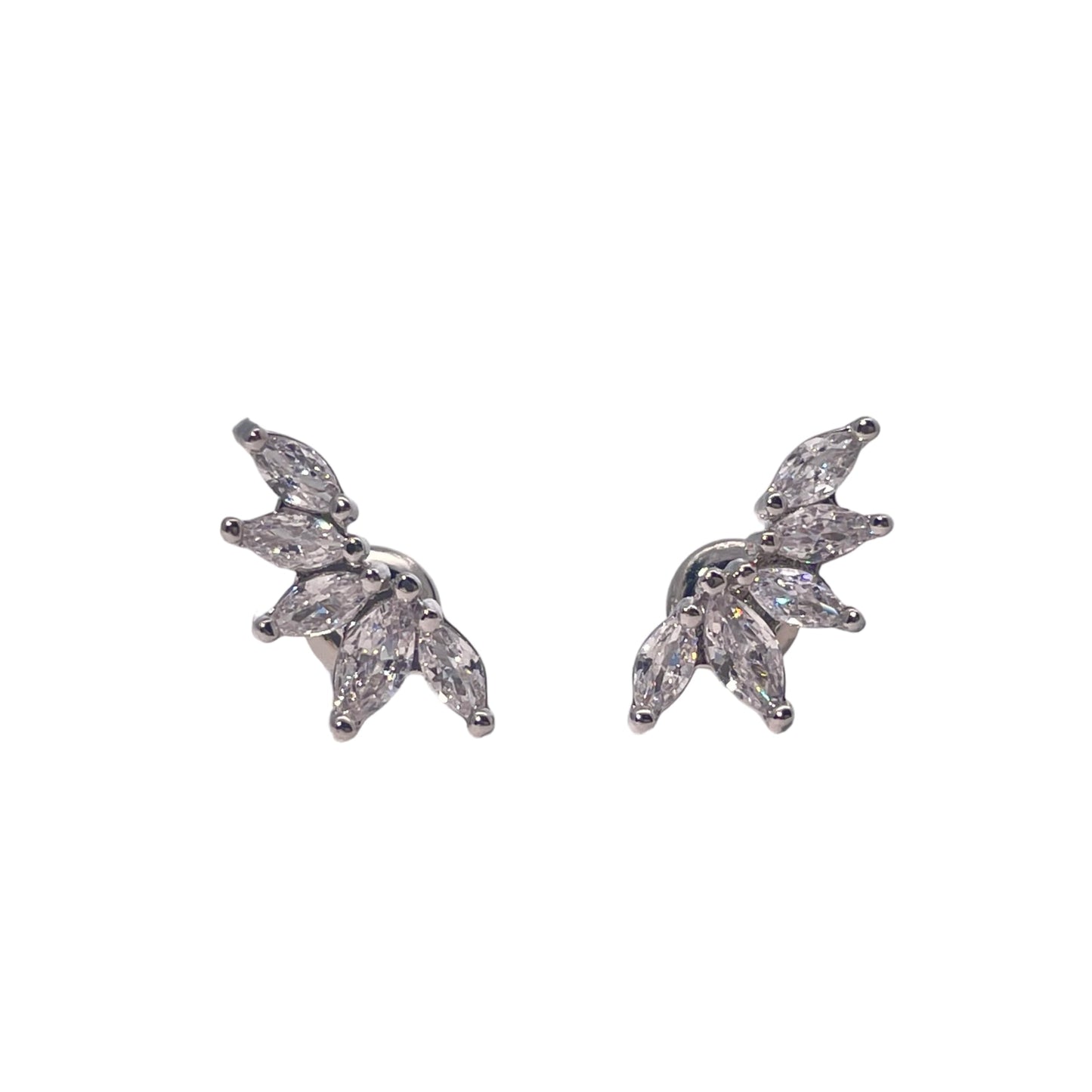Warm Fortune 18K Gold Plated Leaf Cubic Zirconia Stud Earrings for Women Hypoallergenic - Valentine's Day, Mother's Day, Birthday Gift for Her